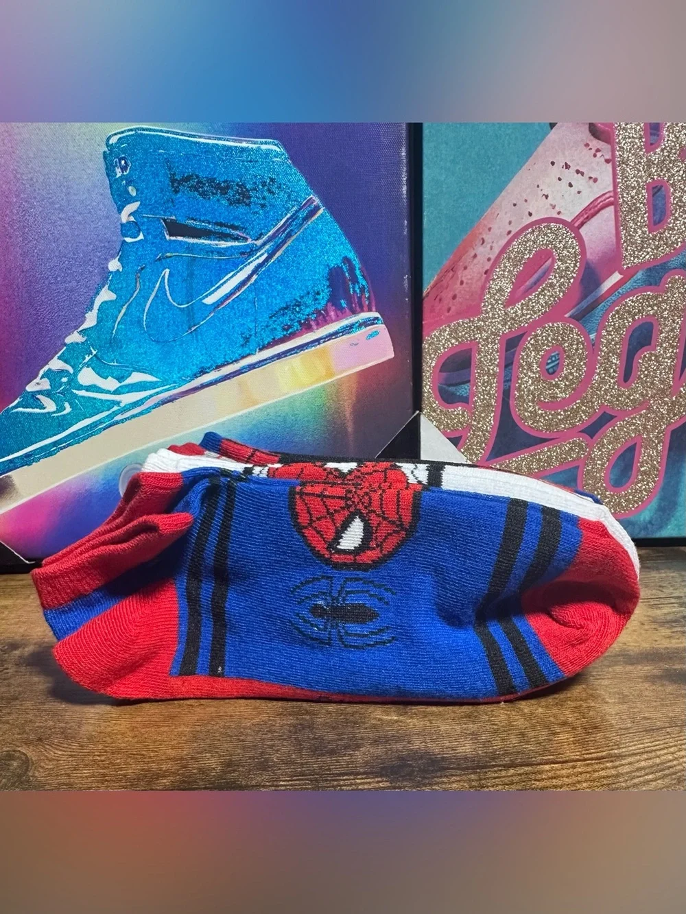 Marvel Spider-Man Multicolor 6 Pack No Show Ankle Socks Youth Boy M/L